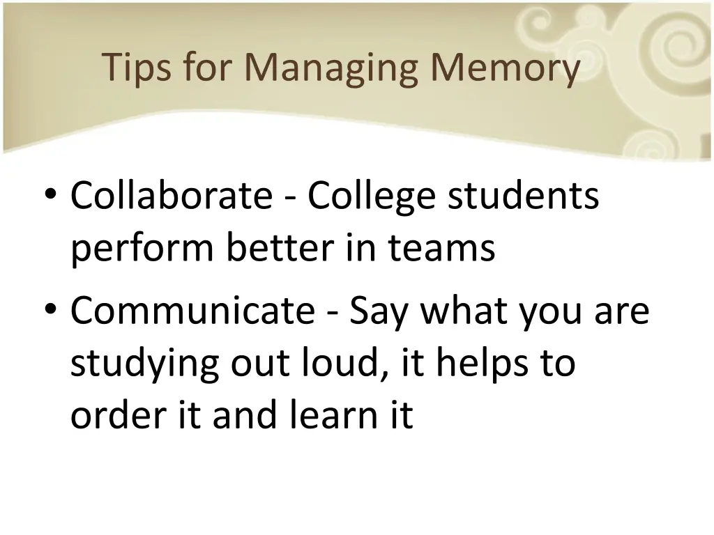 tips for managing memory 3