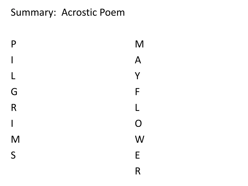 summary acrostic poem