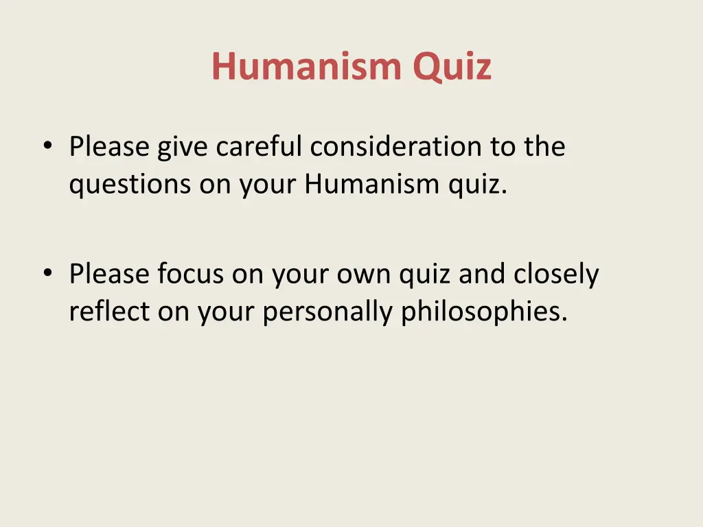 humanism quiz