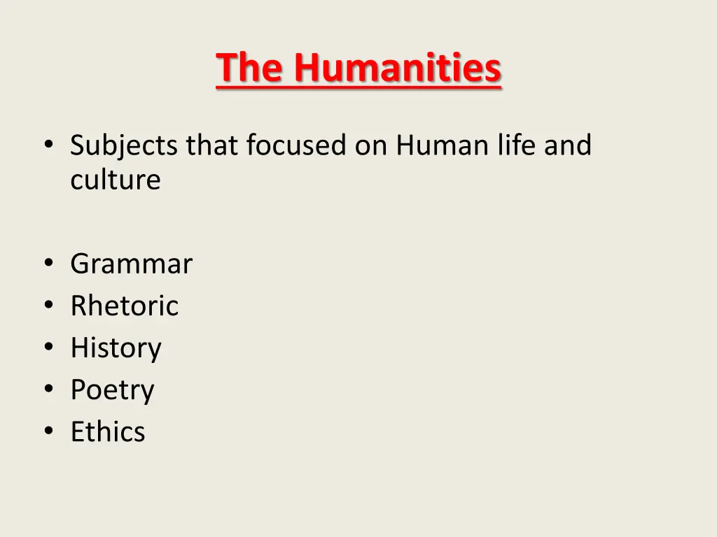 the humanities