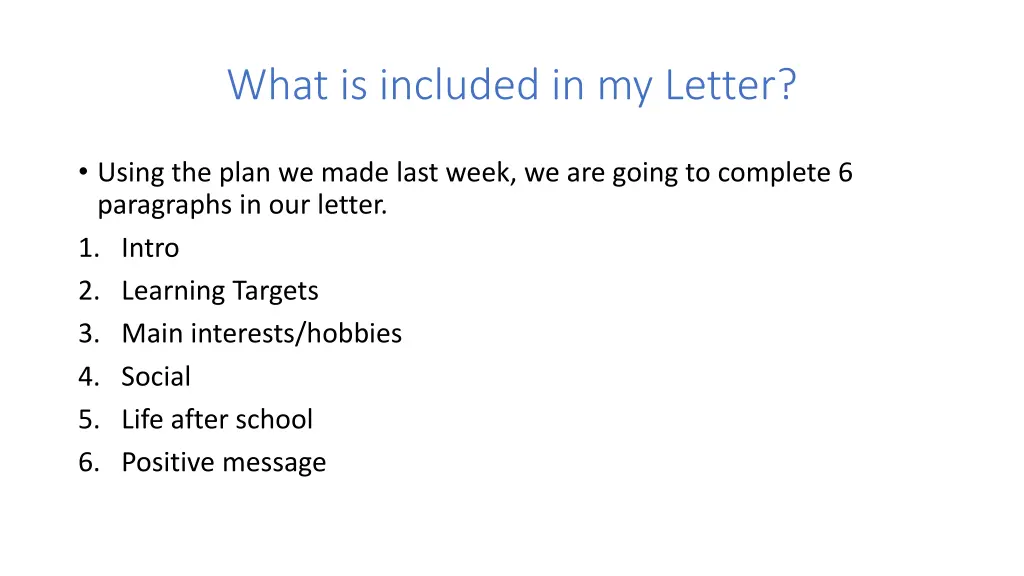 what is included in my letter