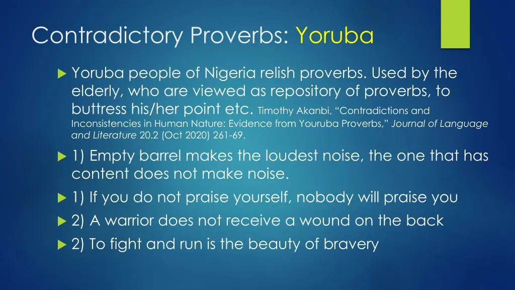 contradictory proverbs yoruba