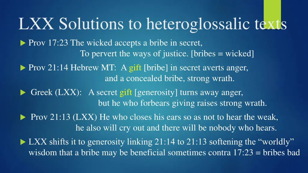 lxx solutions to heteroglossalic texts 1