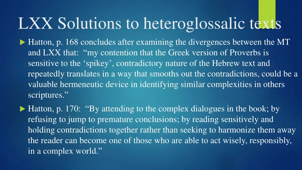 lxx solutions to heteroglossalic texts 3