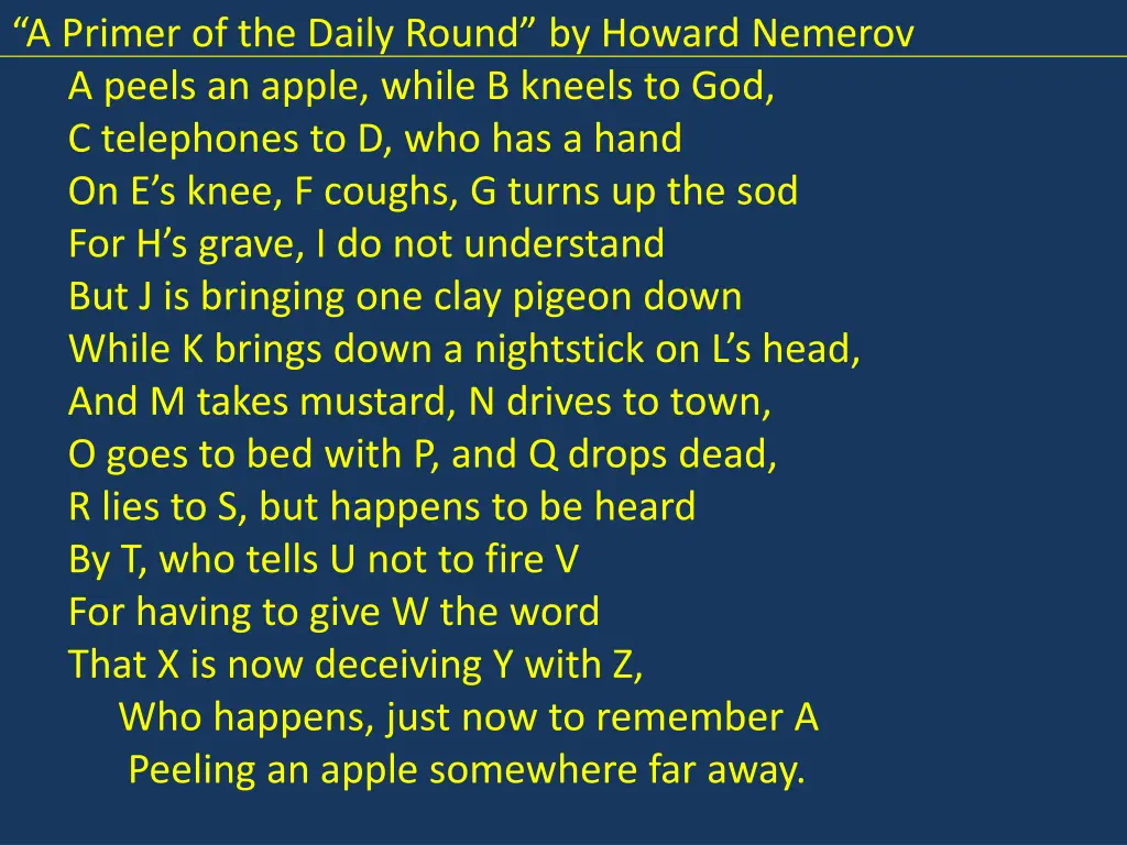 a primer of the daily round by howard nemerov