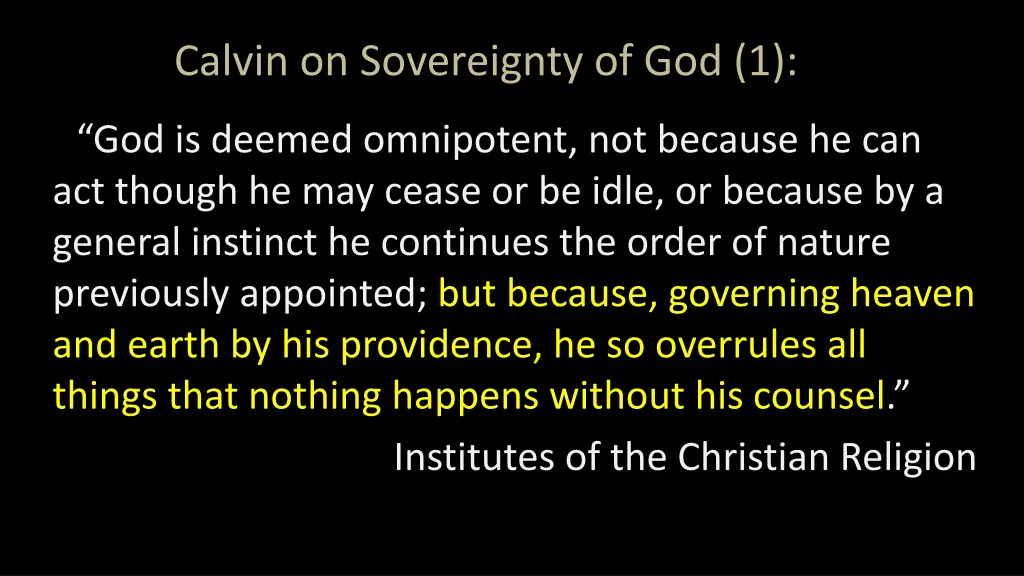 calvin on sovereignty of god 1