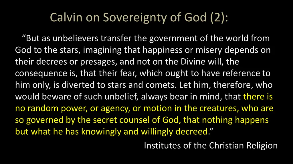 calvin on sovereignty of god 2