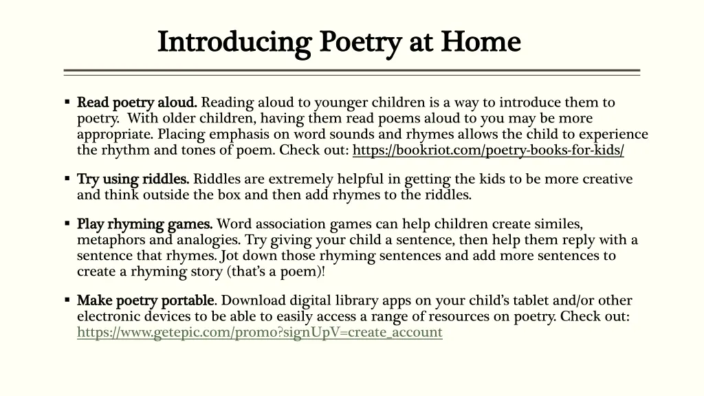 introducing poetry at home introducing poetry