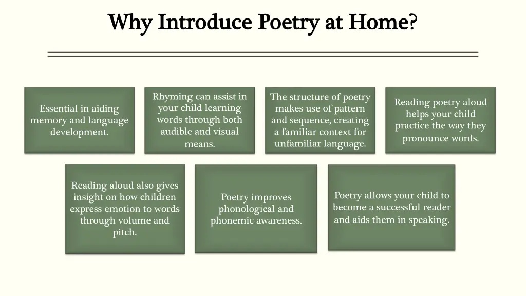 why introduce poetry at home why introduce poetry