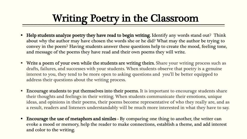 writing poetry in the classroom writing poetry