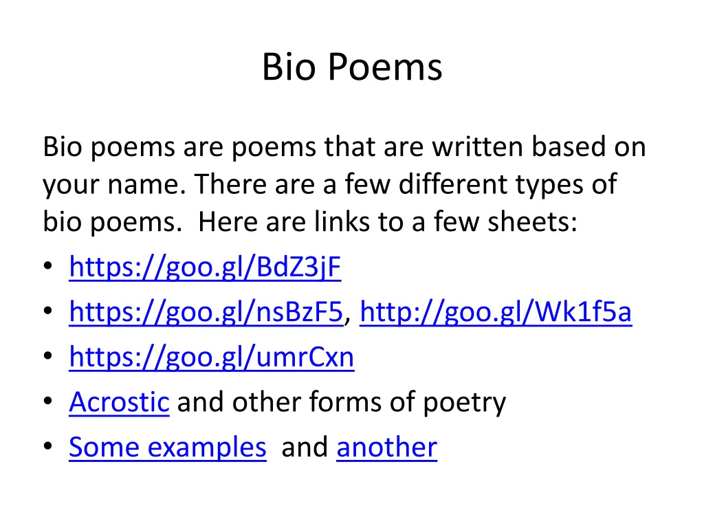 bio poems