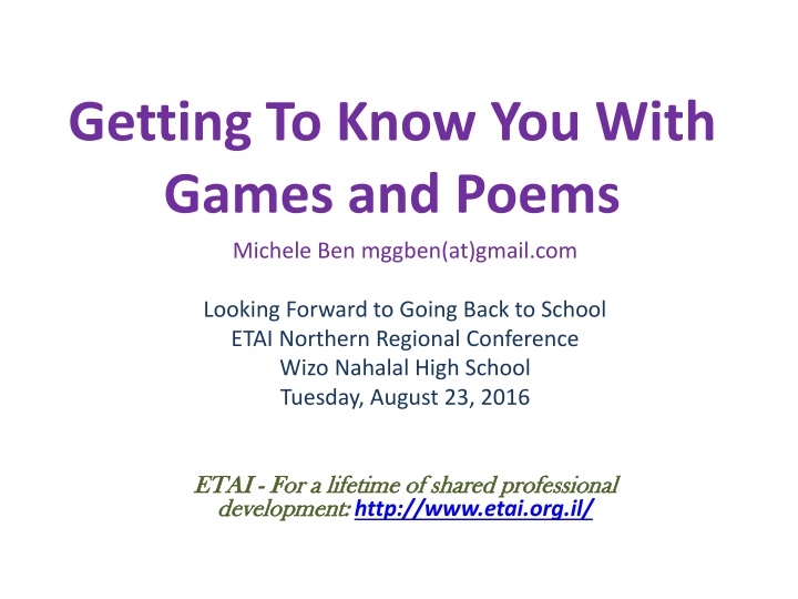 getting to know you with games and poems