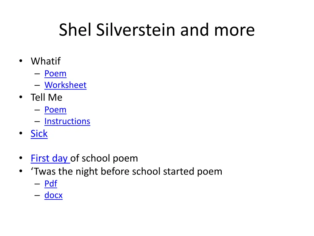 shel silverstein and more