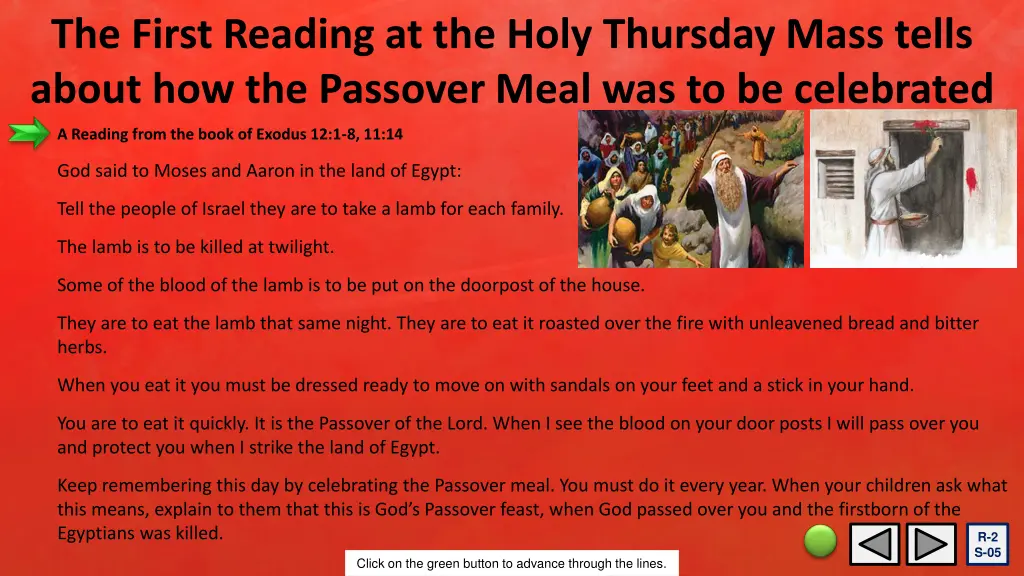 the first reading at the holy thursday mass tells