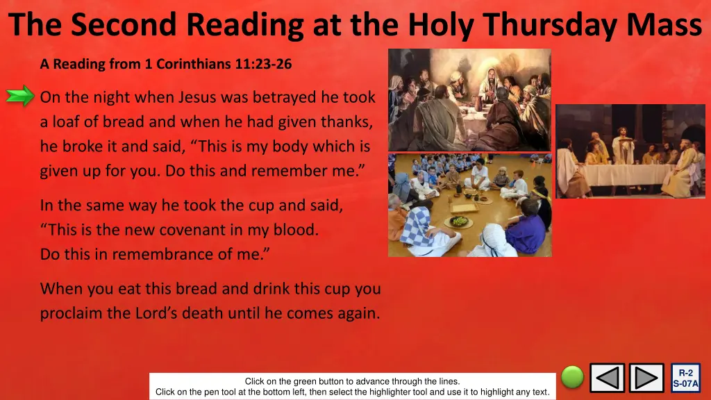 the second reading at the holy thursday mass