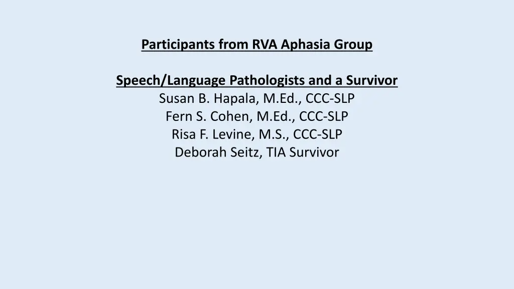 participants from rva aphasia group