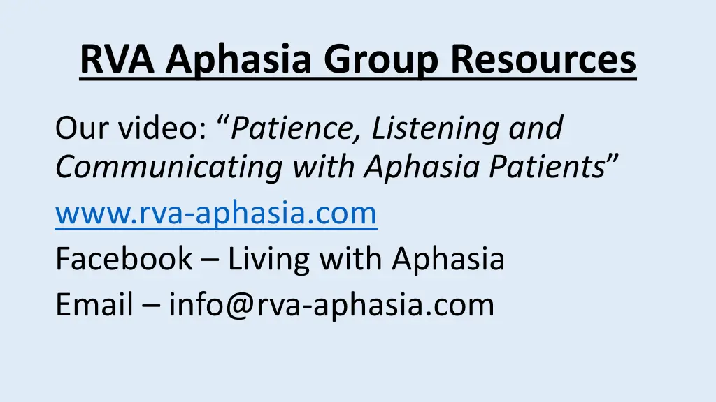 rva aphasia group resources