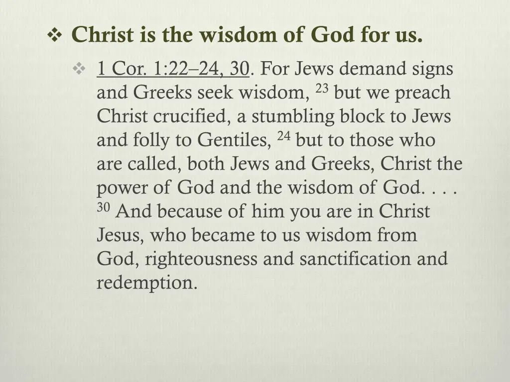 christ is the wisdom