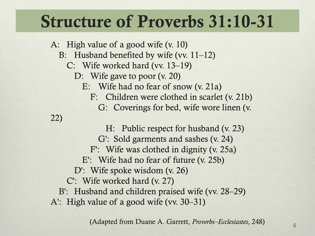 structure of proverbs 31 10 31