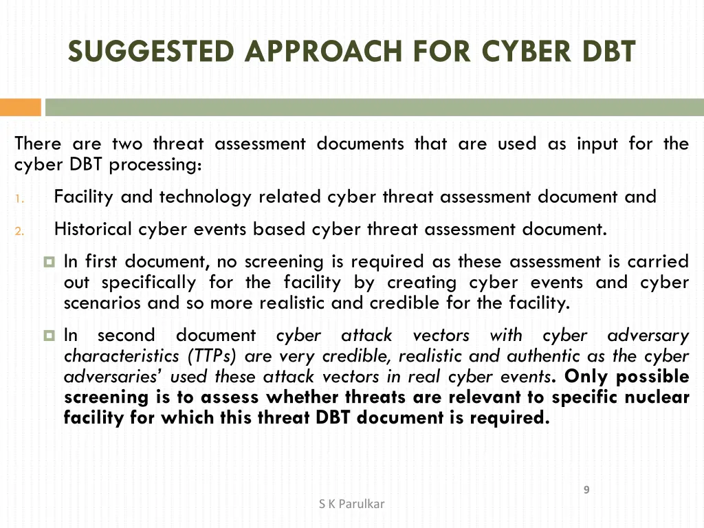 suggested approach for cyber dbt