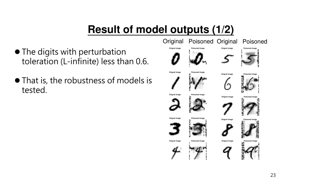 result of model outputs 1 2