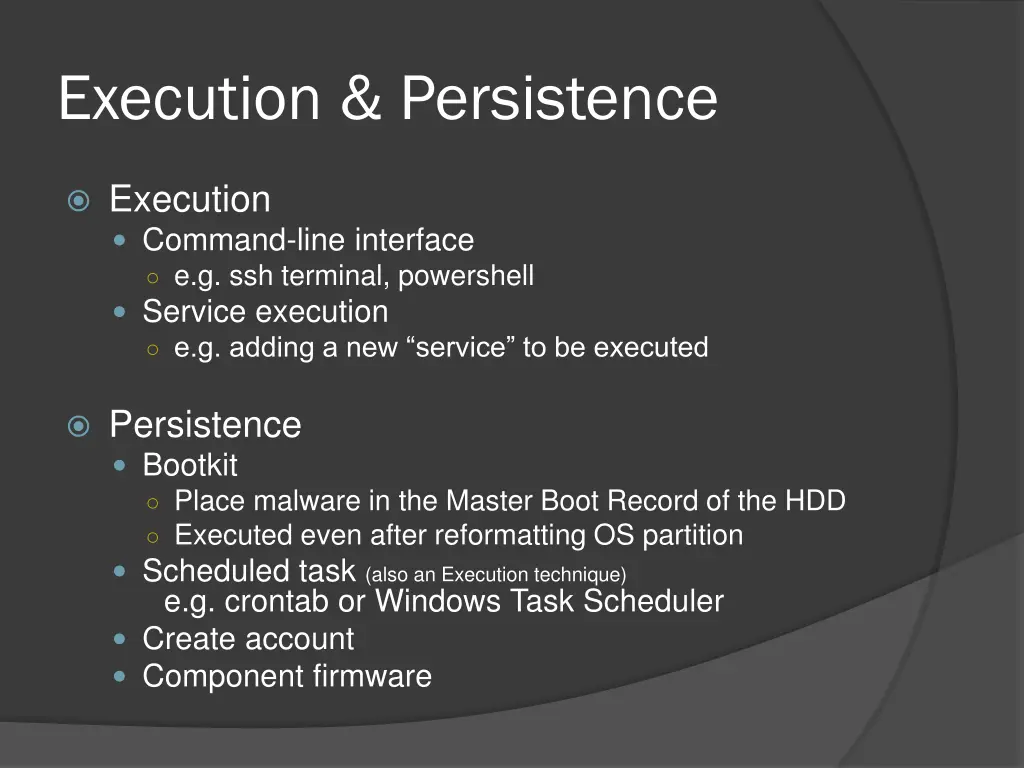 execution persistence