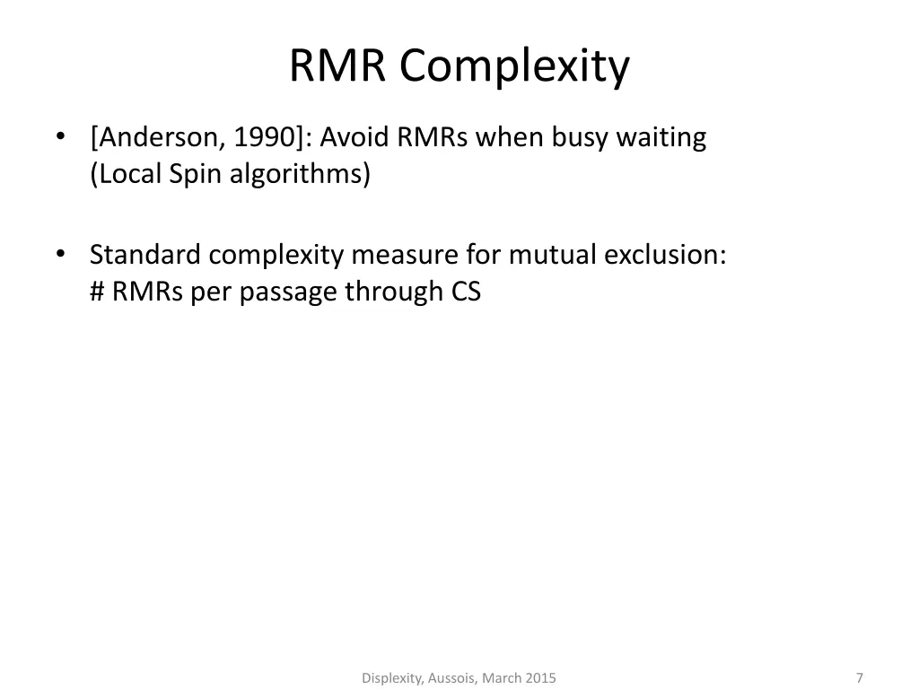 rmr complexity