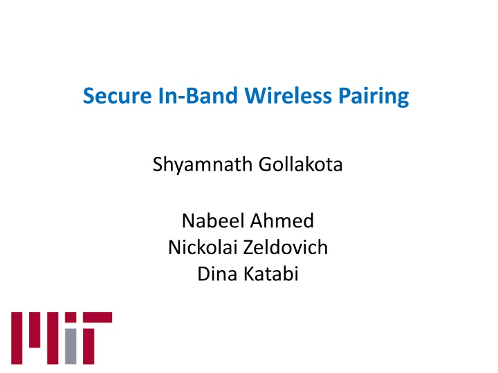 secure in band wireless pairing