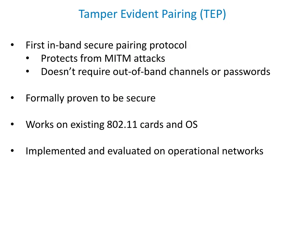 tamper evident pairing tep