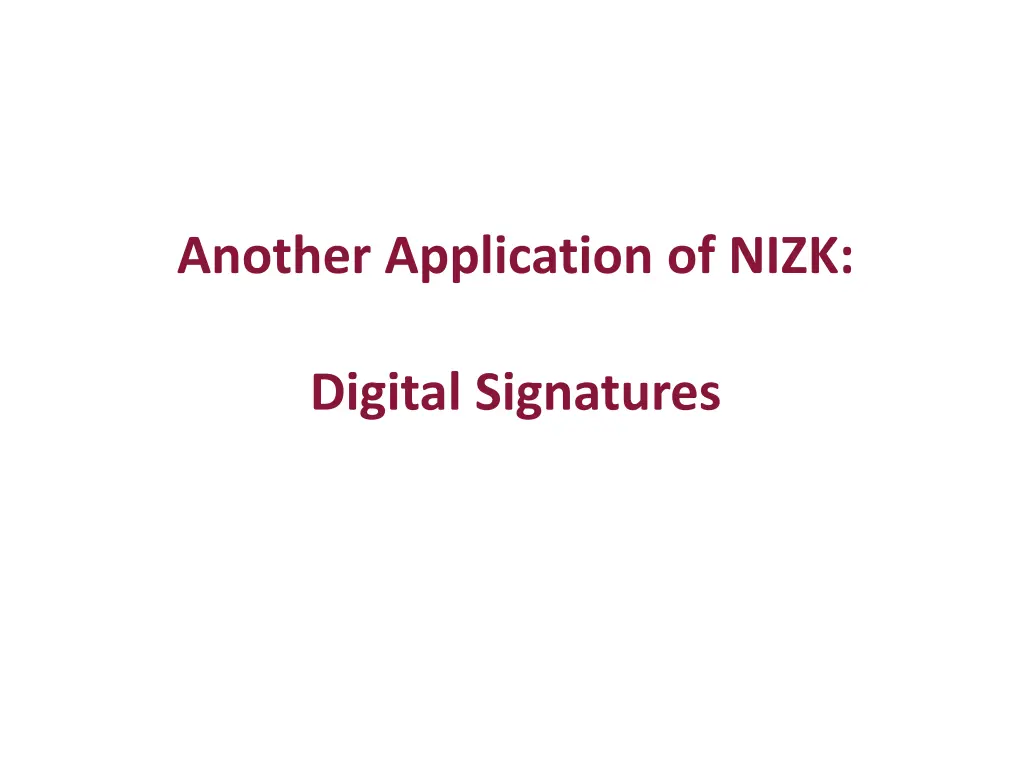 another application of nizk