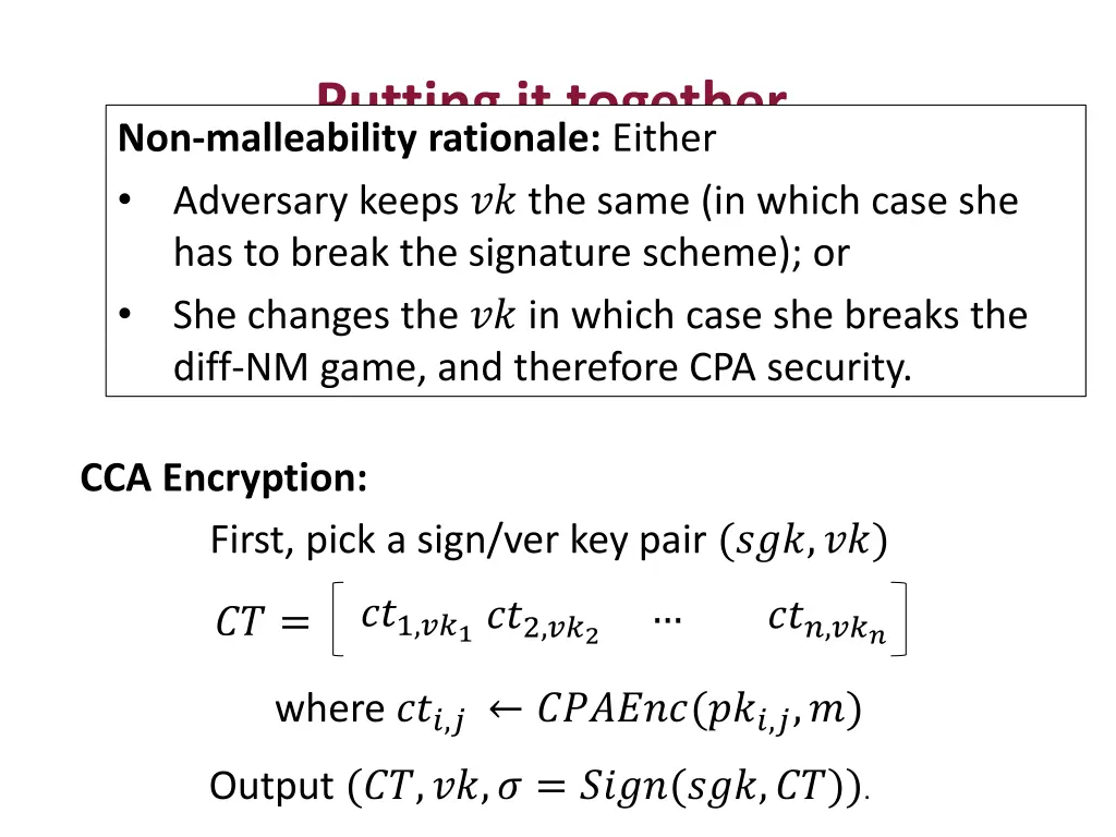 putting it together non malleability rationale