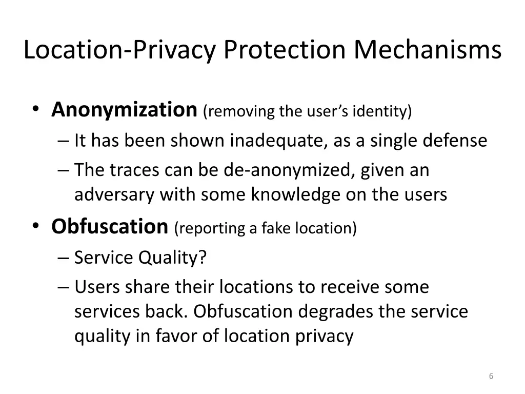 location privacy protection mechanisms