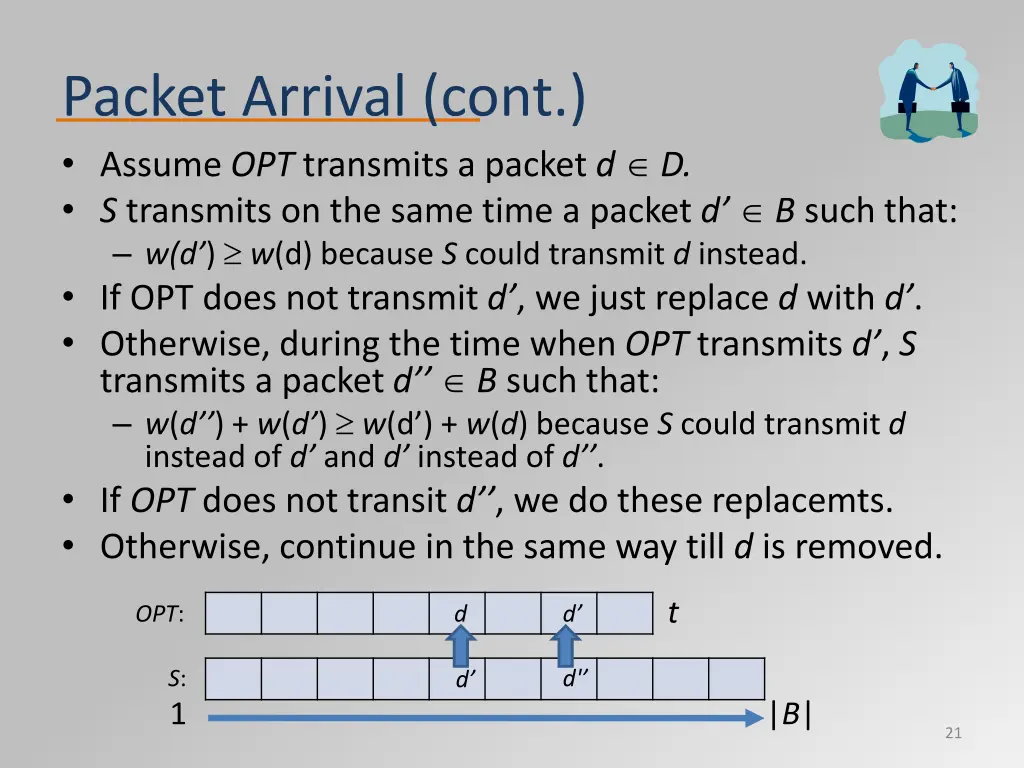 packet arrival cont assume opt transmits a packet