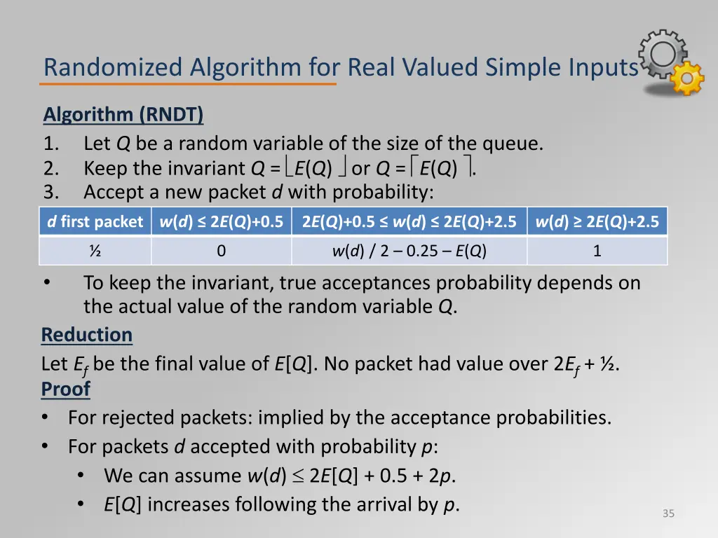 randomized algorithm for real valued simple inputs