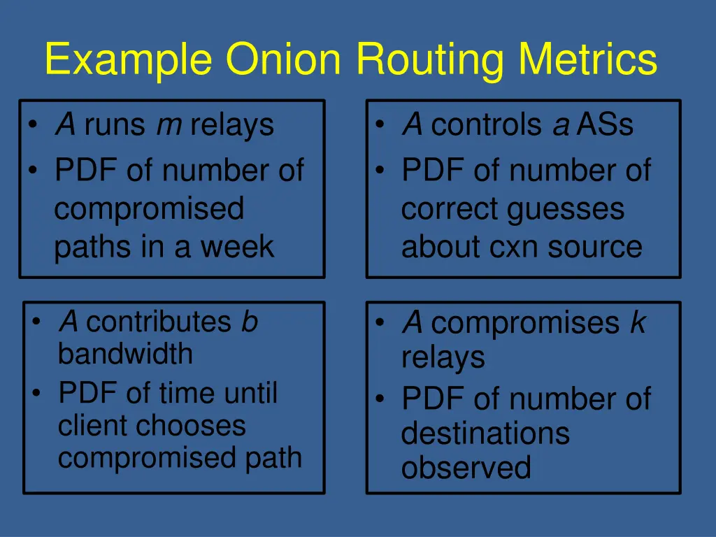 example onion routing metrics