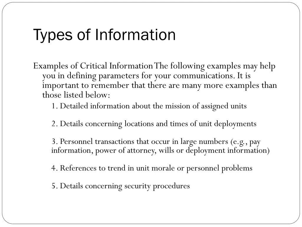 types of information