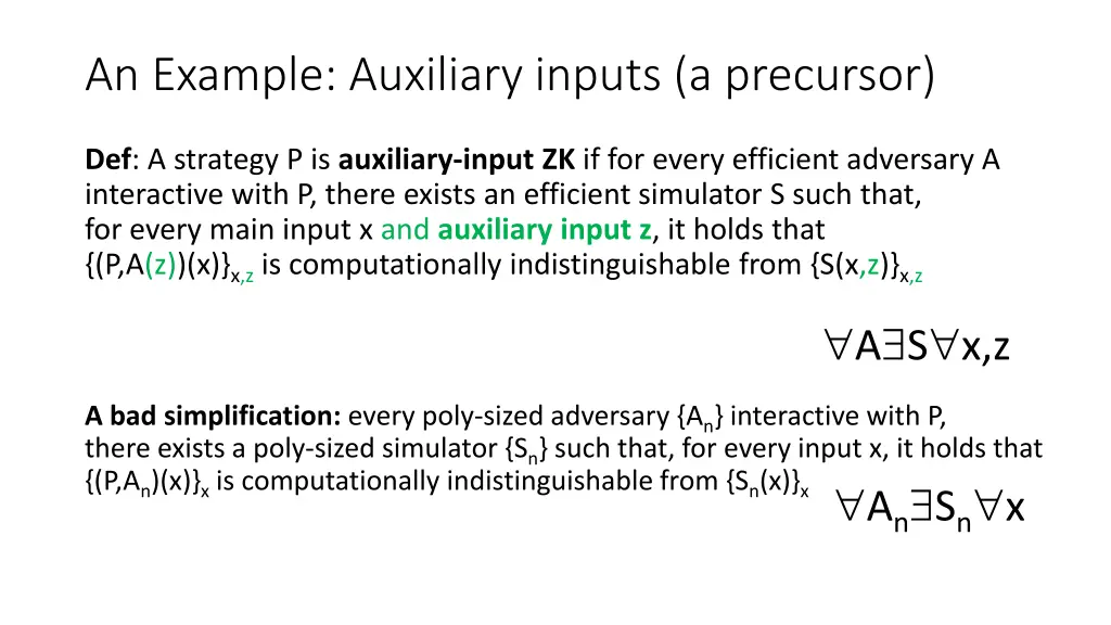 an example auxiliary inputs a precursor