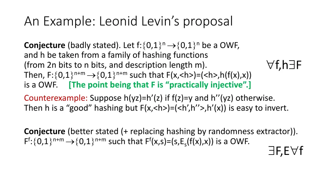 an example leonid levin s proposal