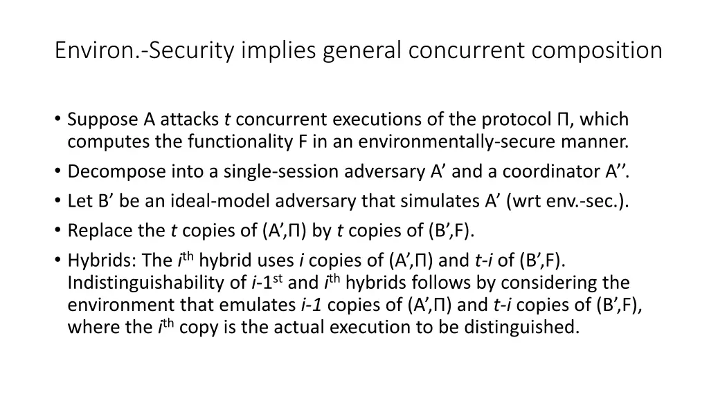 environ security implies general concurrent