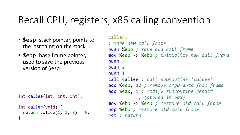 recall cpu registers x86 calling convention 1