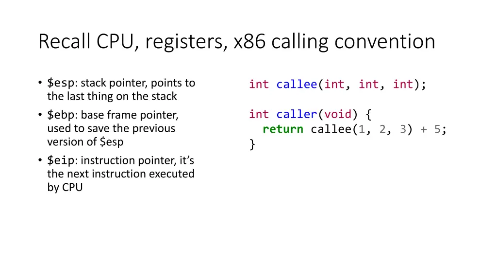 recall cpu registers x86 calling convention