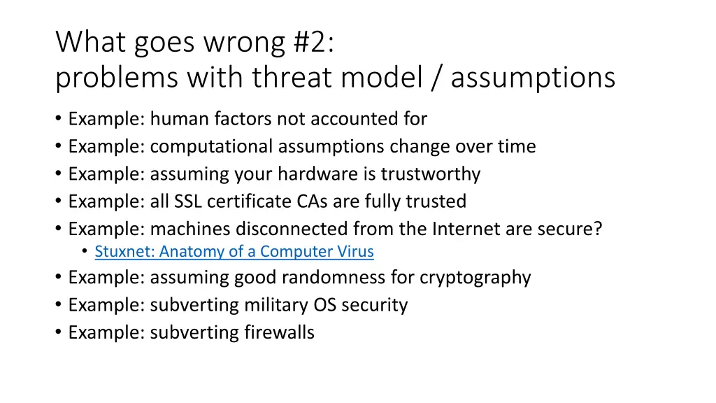 what goes wrong 2 problems with threat model