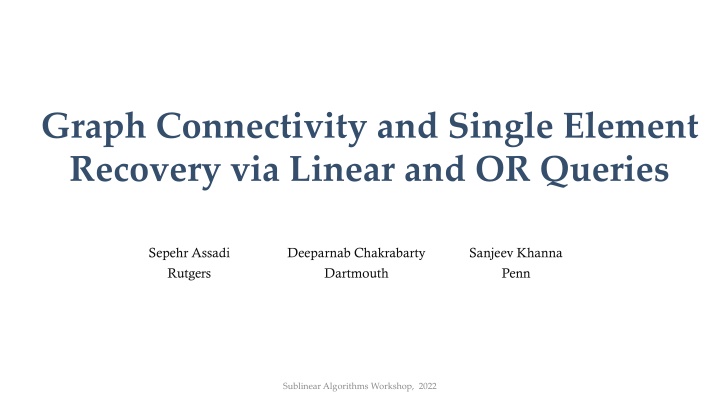 graph connectivity and single element recovery