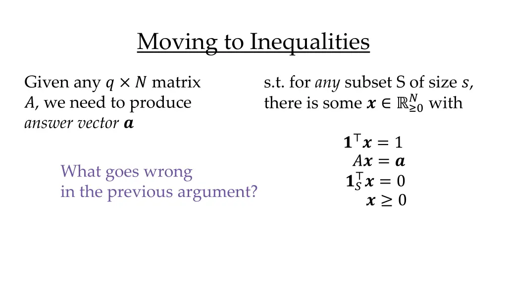 moving to inequalities