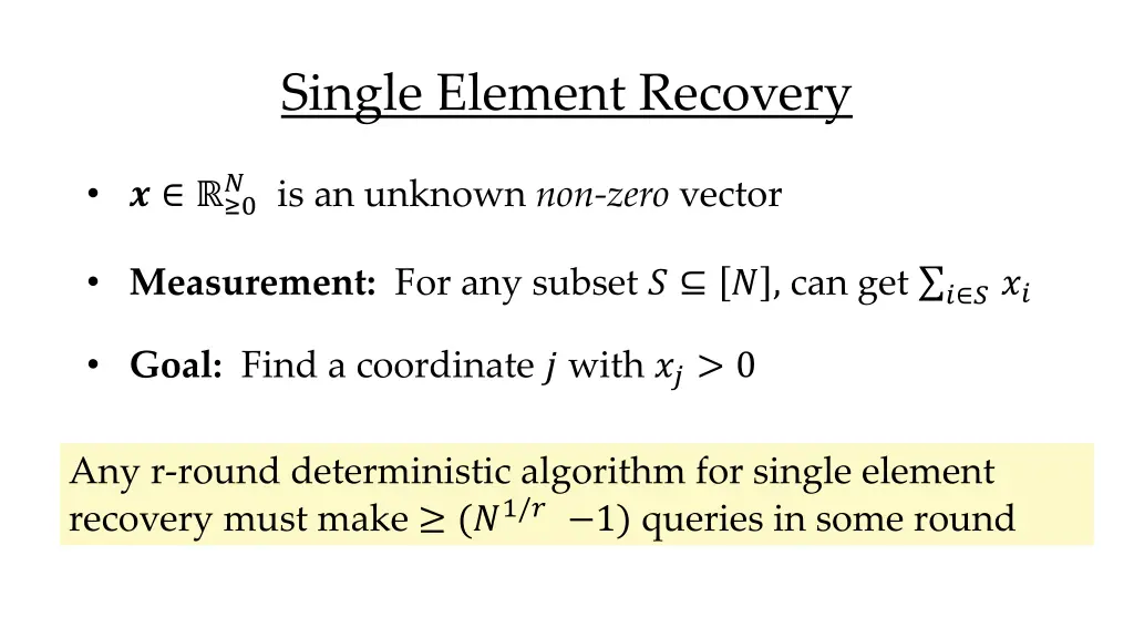 single element recovery 1