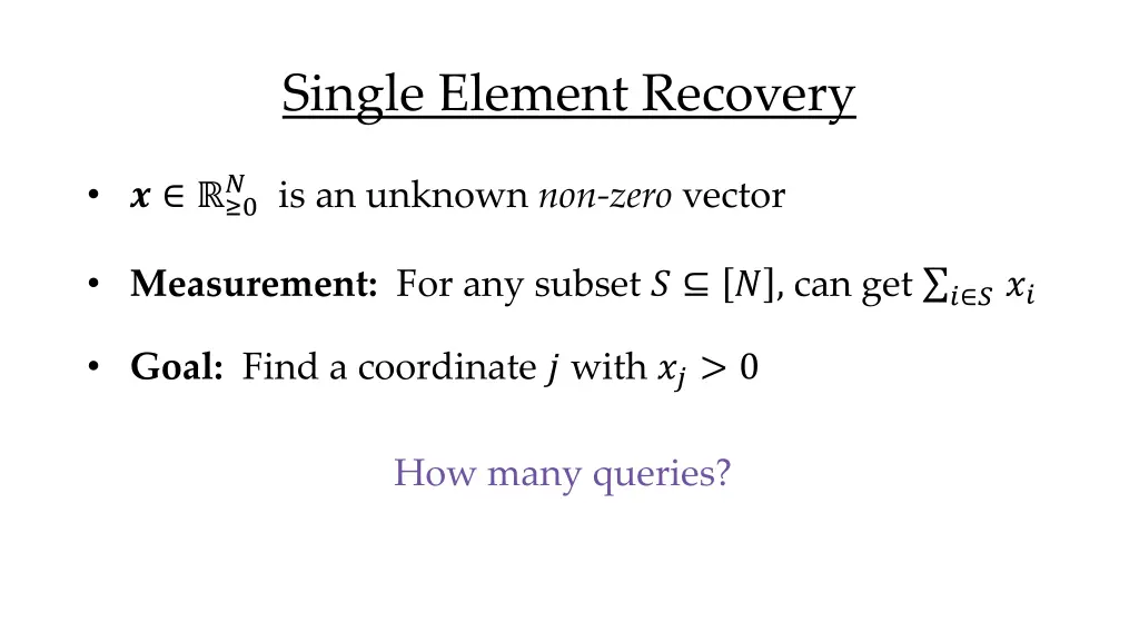 single element recovery