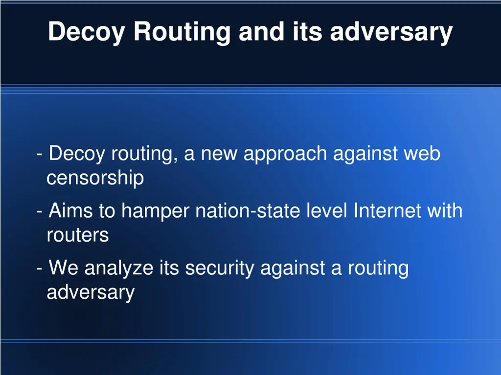 decoy routing and its adversary