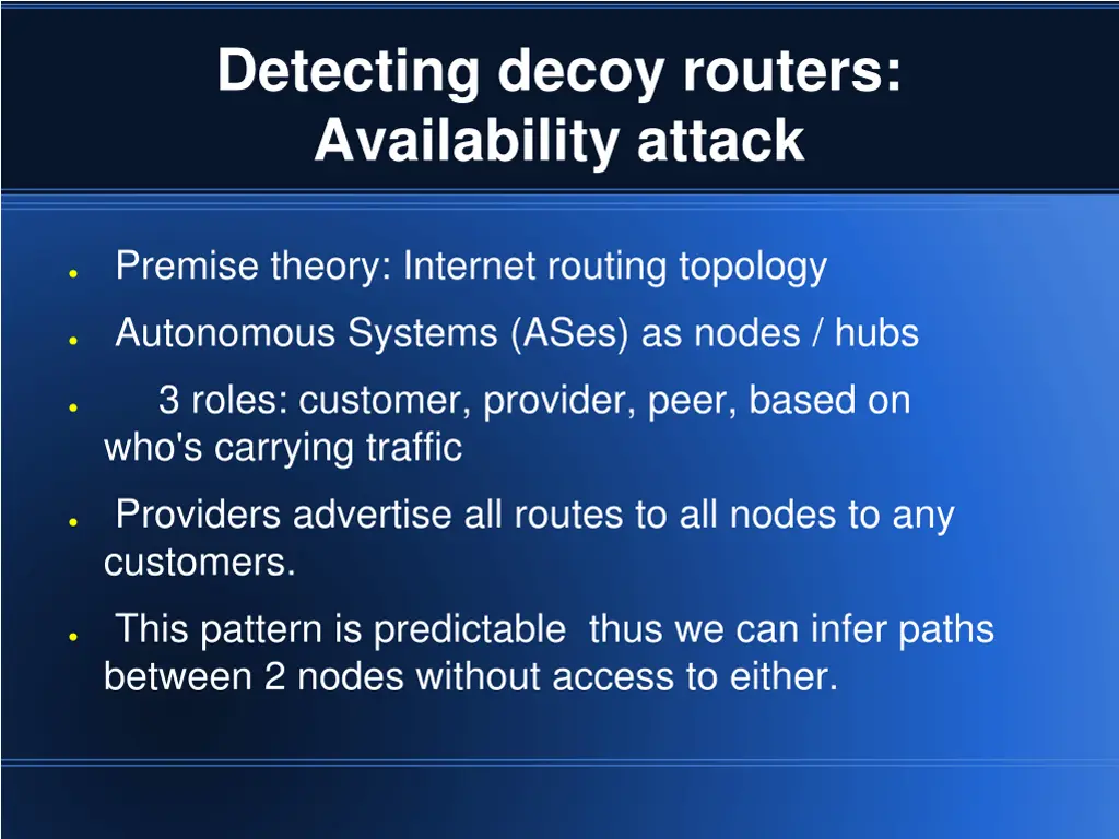 detecting decoy routers availability attack