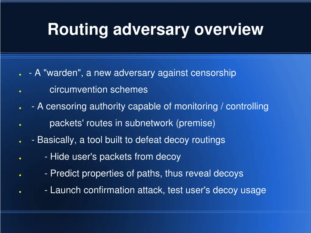 routing adversary overview