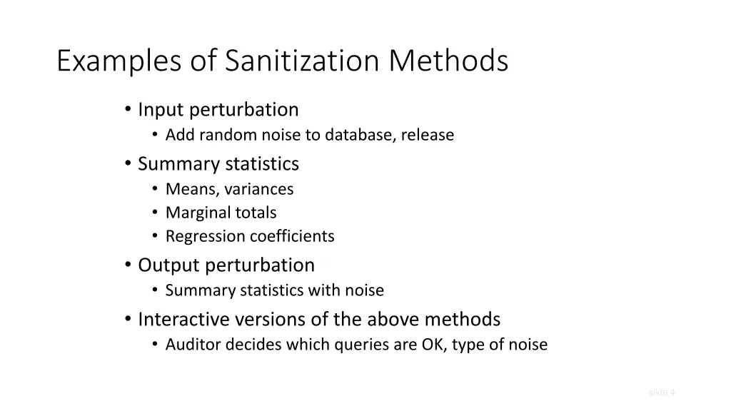 examples of sanitization methods